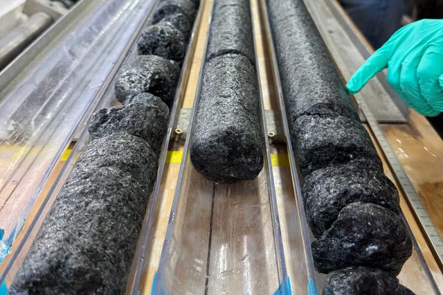 <p>Aboard the Joides Resolution research vessel, team members process samples of mantle rock recovered from a more than 4,100ft-deep hole drilled into the seabed of the North Atlantic</p>