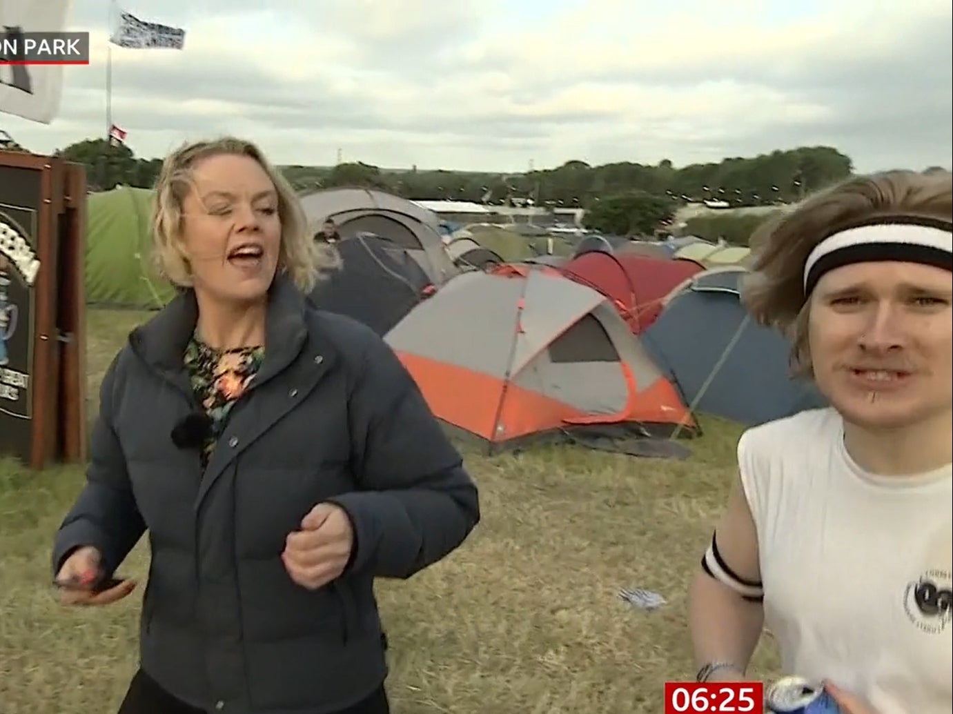 ‘BBC Breakfast’ broadcast is interrupted by a festivalgoer