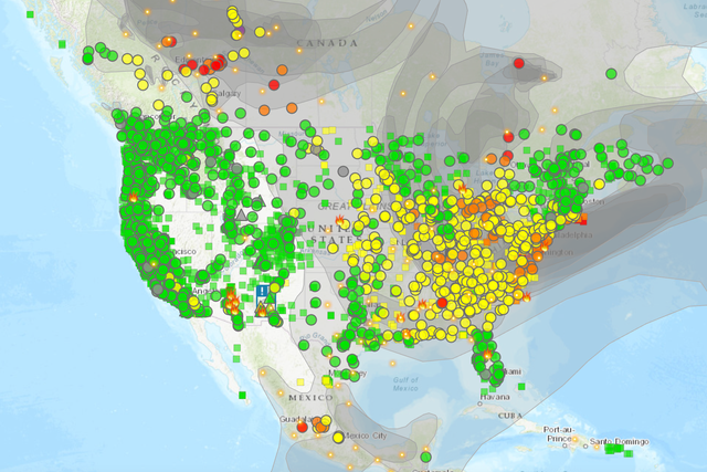 <p>Air Quality Index over the US on Friday 9 June</p>