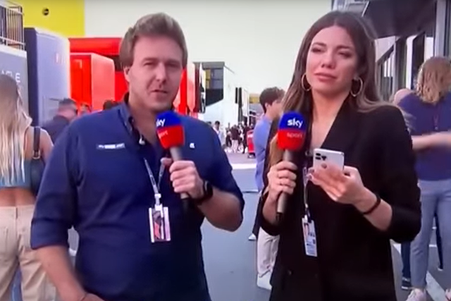 <p>Davide Valsecchi (left) is one of two Sky Sport F1 pundits suspended after making sexist remarks on air</p>