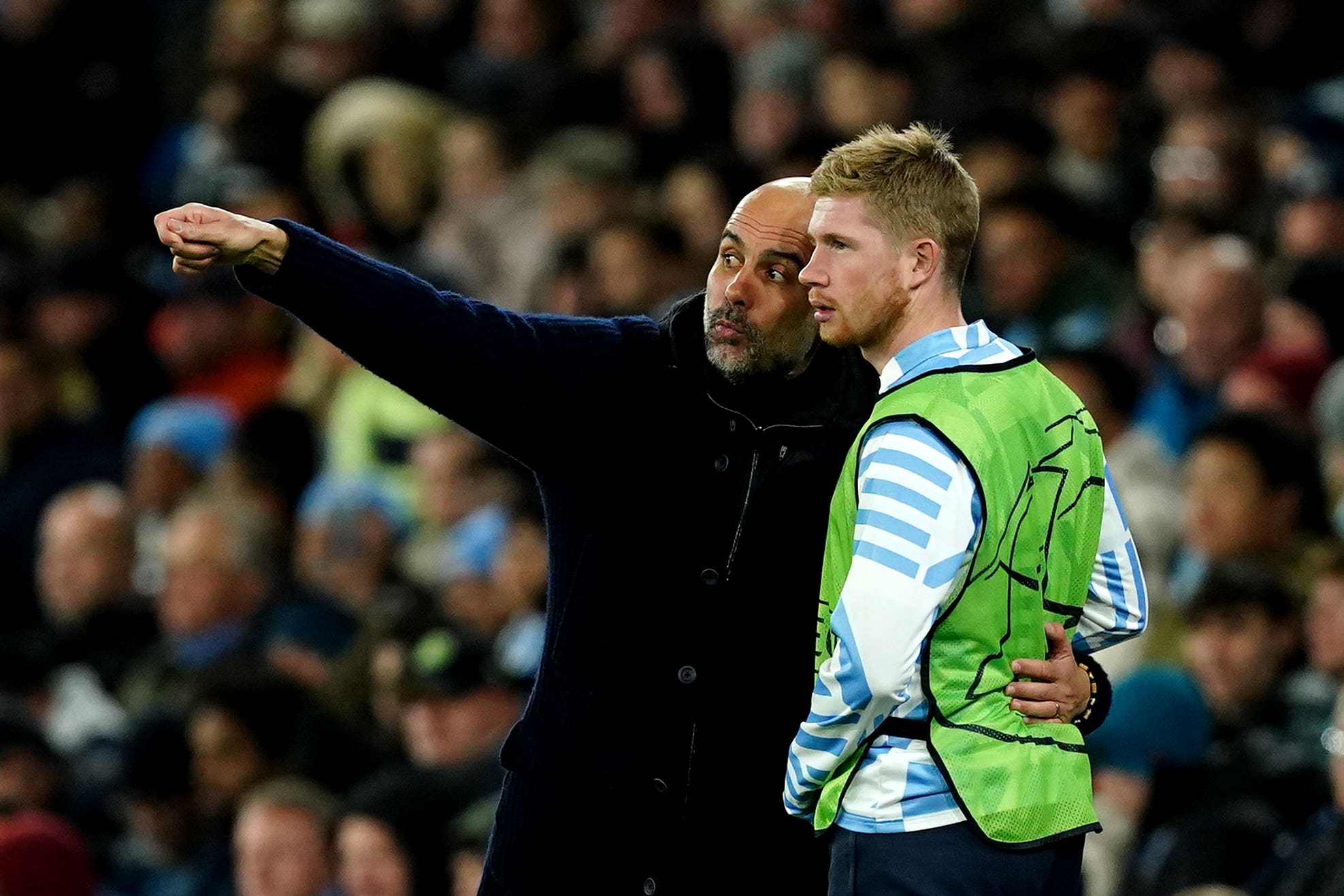 Pep Guardiola and Kevin De Bruyne are dreaming of Champions League success with City (Martin Rickett/PA)