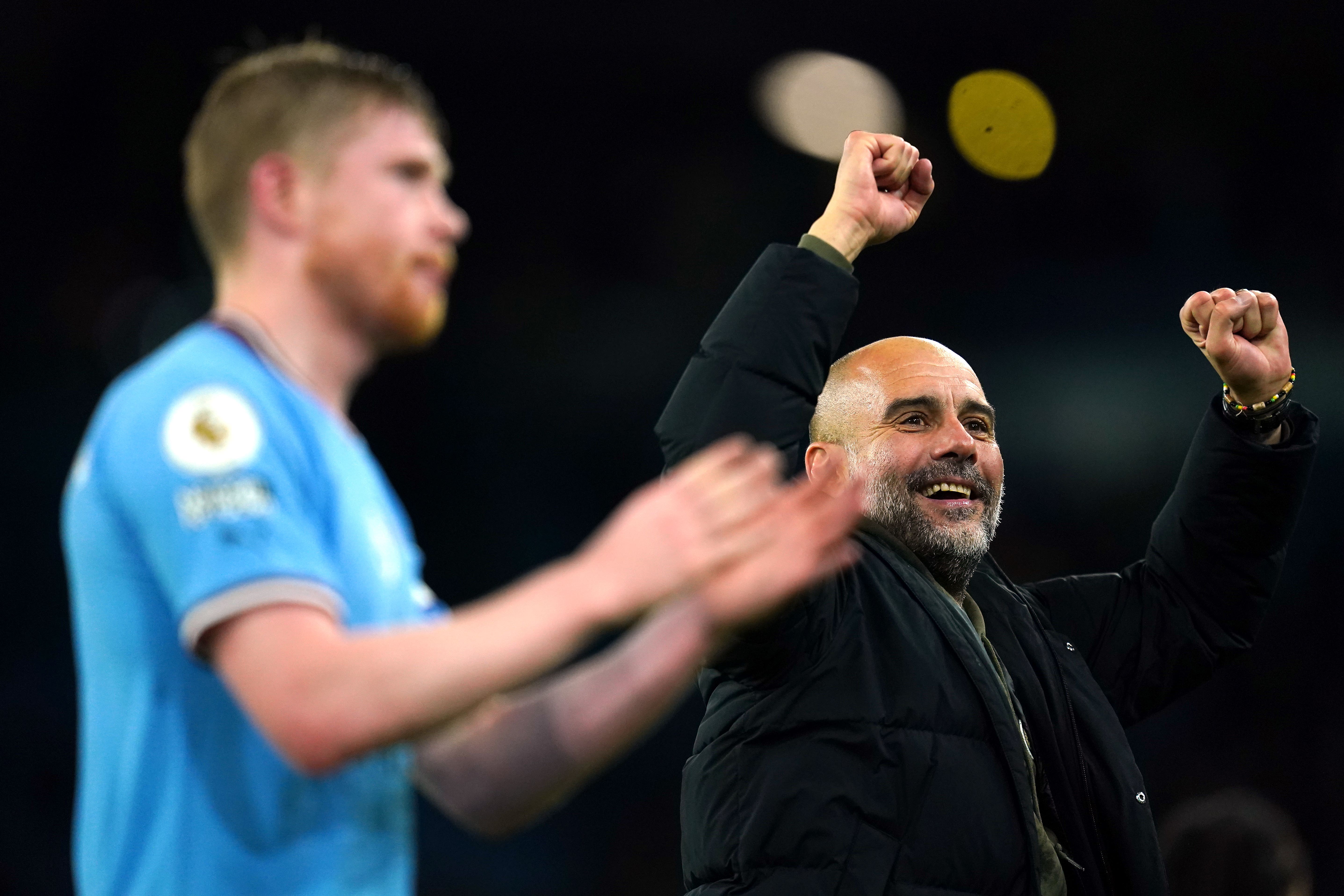 Pep Guardiola, right, and Kevin De Bruyne are chasing Champions League glory (Nick Potts/PA)
