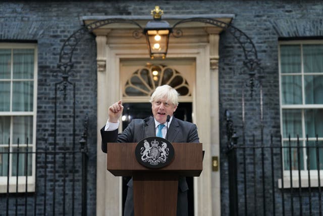 Boris Johnson makes a speech outside 10 Downing Street (Stefan Rousseau/PA)