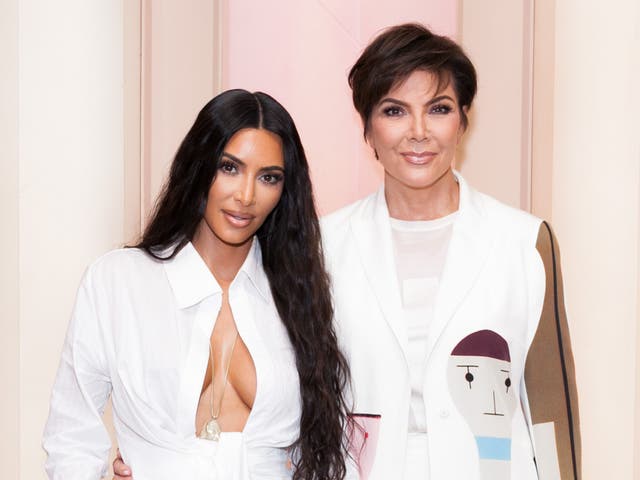 <p>Kim Kardashian West and Kris Jenner at her first-ever KKW Beauty and Fragrance pop-up opening at Westfield Century City in Los Angeles on June 20th, 2018</p>