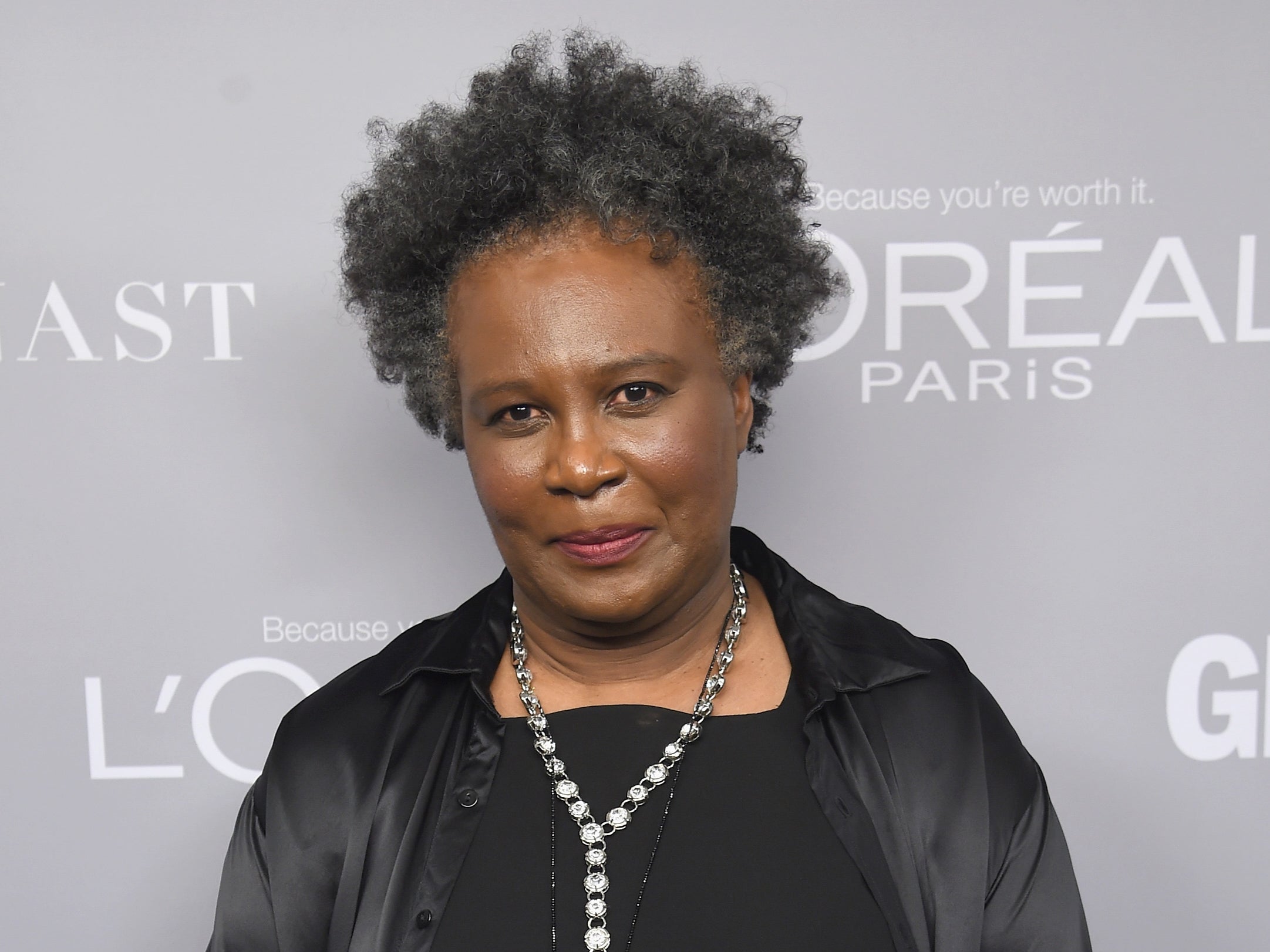 Claudia Rankine poses backstage at Glamour's 2017 Women of The Year Awards at Kings Theatre on November 13, 2017