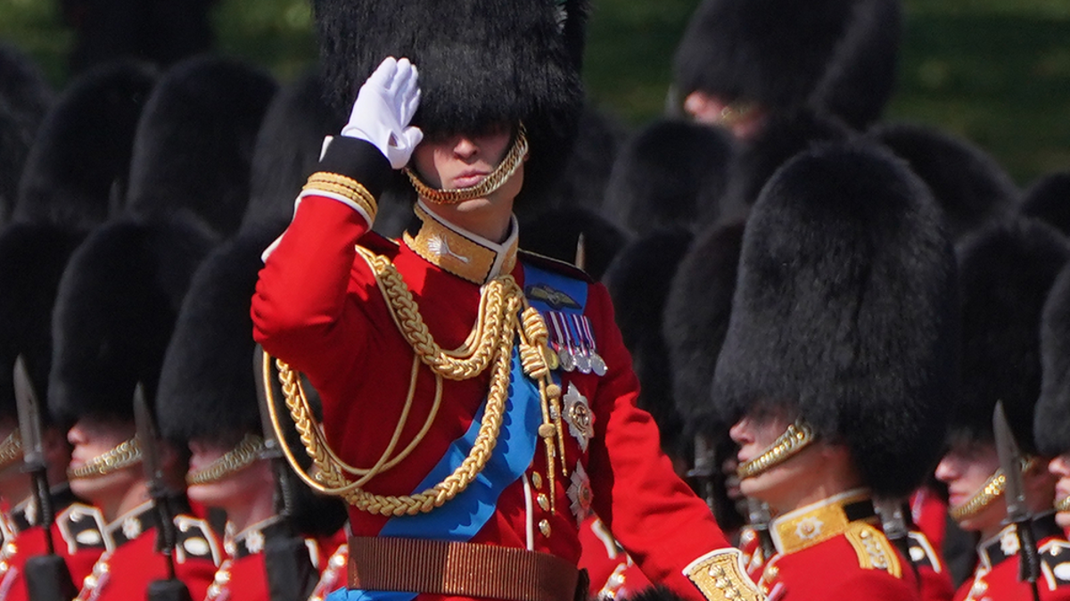 Prince William watches Trooping the Colour rehearsal in scorching London heat