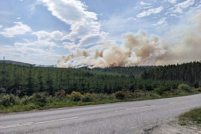 Wildfire on a hillside near Daviot, Inverness (Neil Wallace/PA)
