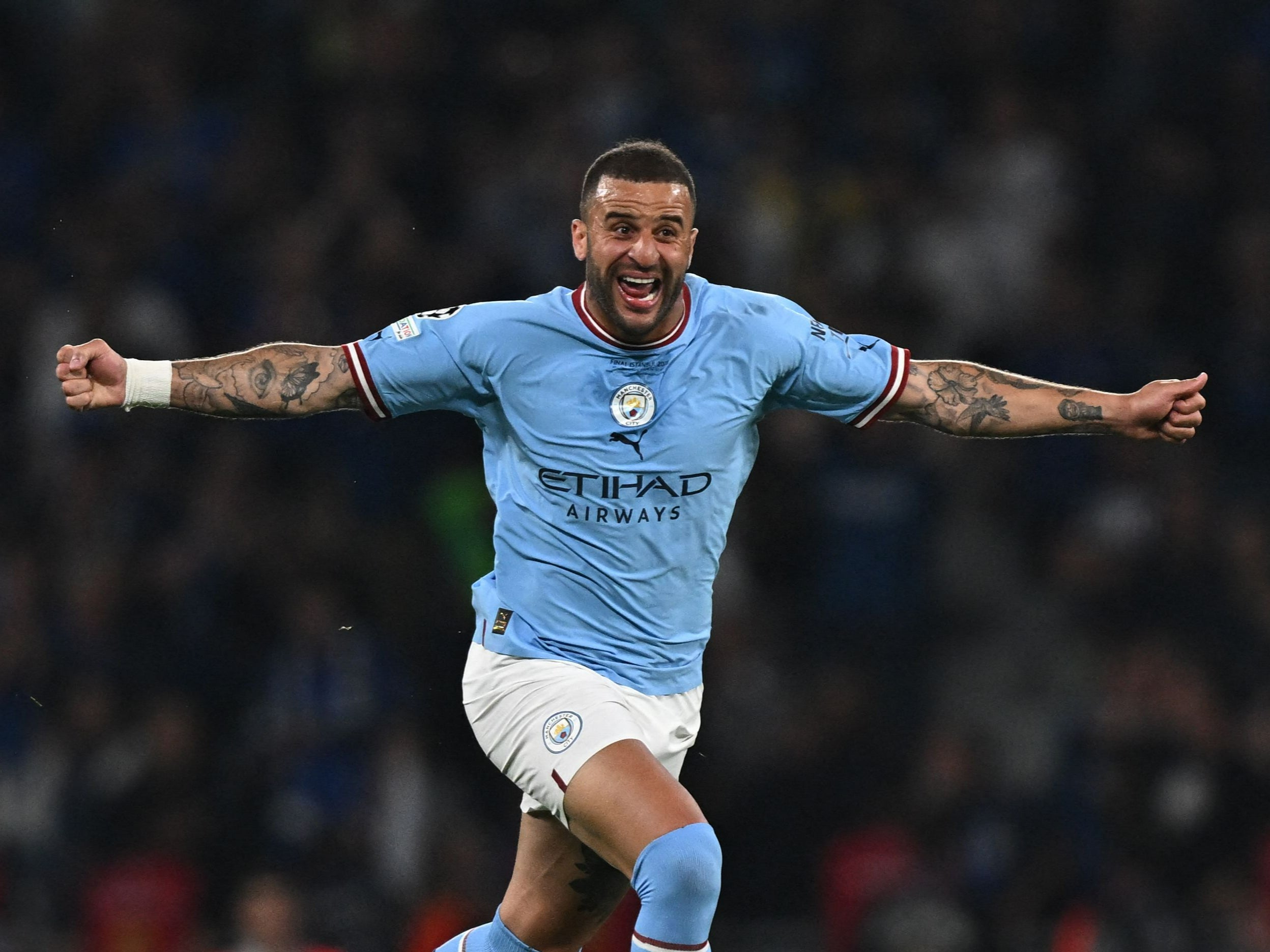 Kyle Walker could celebrate becoming a Champions League winner