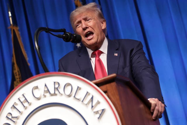 <p>Donald Trump speaks at the North Carolina GOP convention </p>