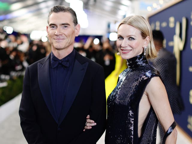 <p>Billy Crudup and Naomi Watts attend the 28th Screen Actors Guild Awards at Barker Hangar on February 27, 2022</p>