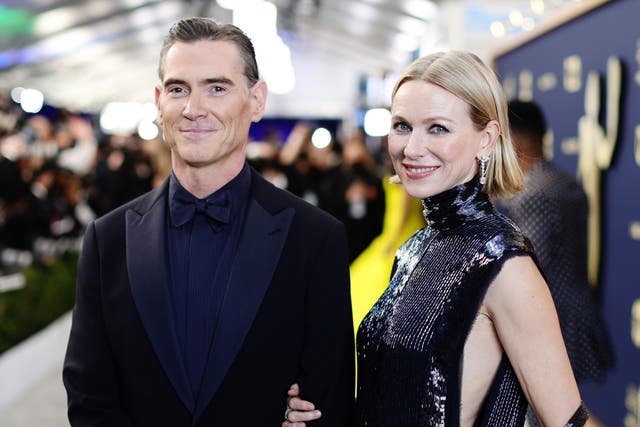 <p>Billy Crudup and Naomi Watts attend the 28th Screen Actors Guild Awards at Barker Hangar on February 27, 2022</p>