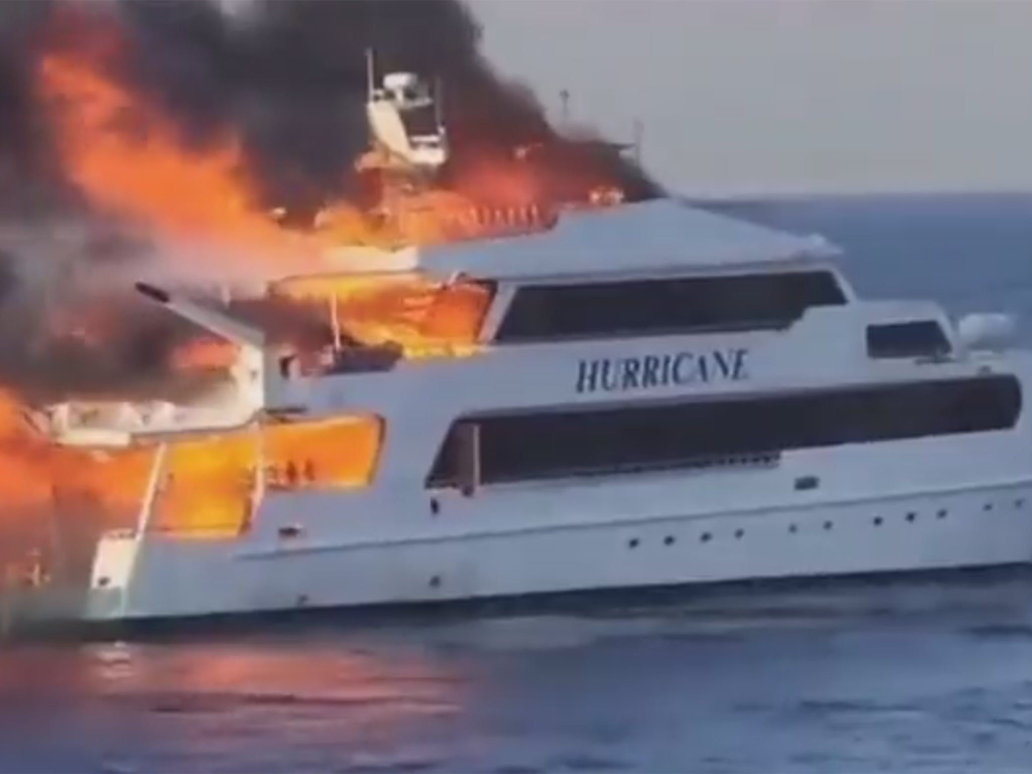 The three Britons were below deck when the fire broke out