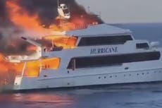 Three British passengers missing after boat bursts into flames in Egypt