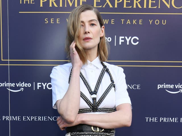 <p>Rosamund Pike attends The Prime Experience: "Wheel Of Time" on May 16, 2022</p>