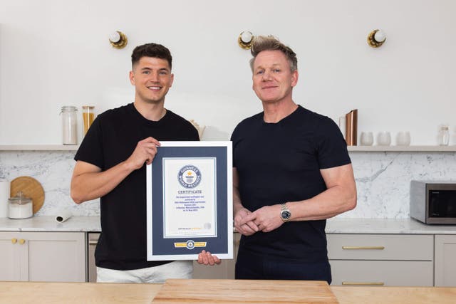 TikTok star Nick DiGiovanni broke his eighth world record with Gordon Ramsay for the world’s largest beef wellington (Nicole Wilson/Guinness World Records)