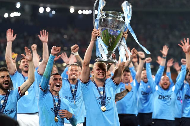 Manchester City were crowned European champions on Saturday night (Martin Rickett/PA)