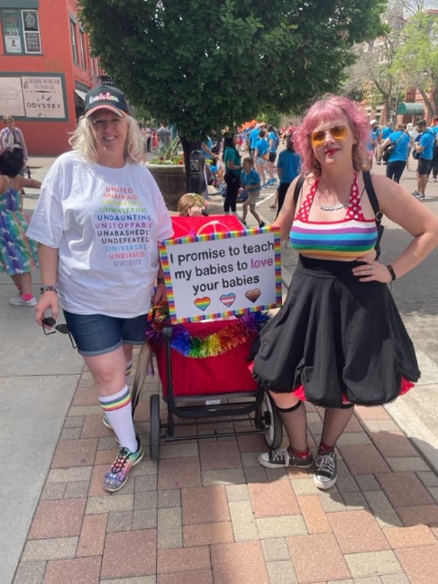 <p>April Lavely-Robinson, 39, and her mother, Robbie, attended Pikes Peak Pride as a family event on Sunday</p>