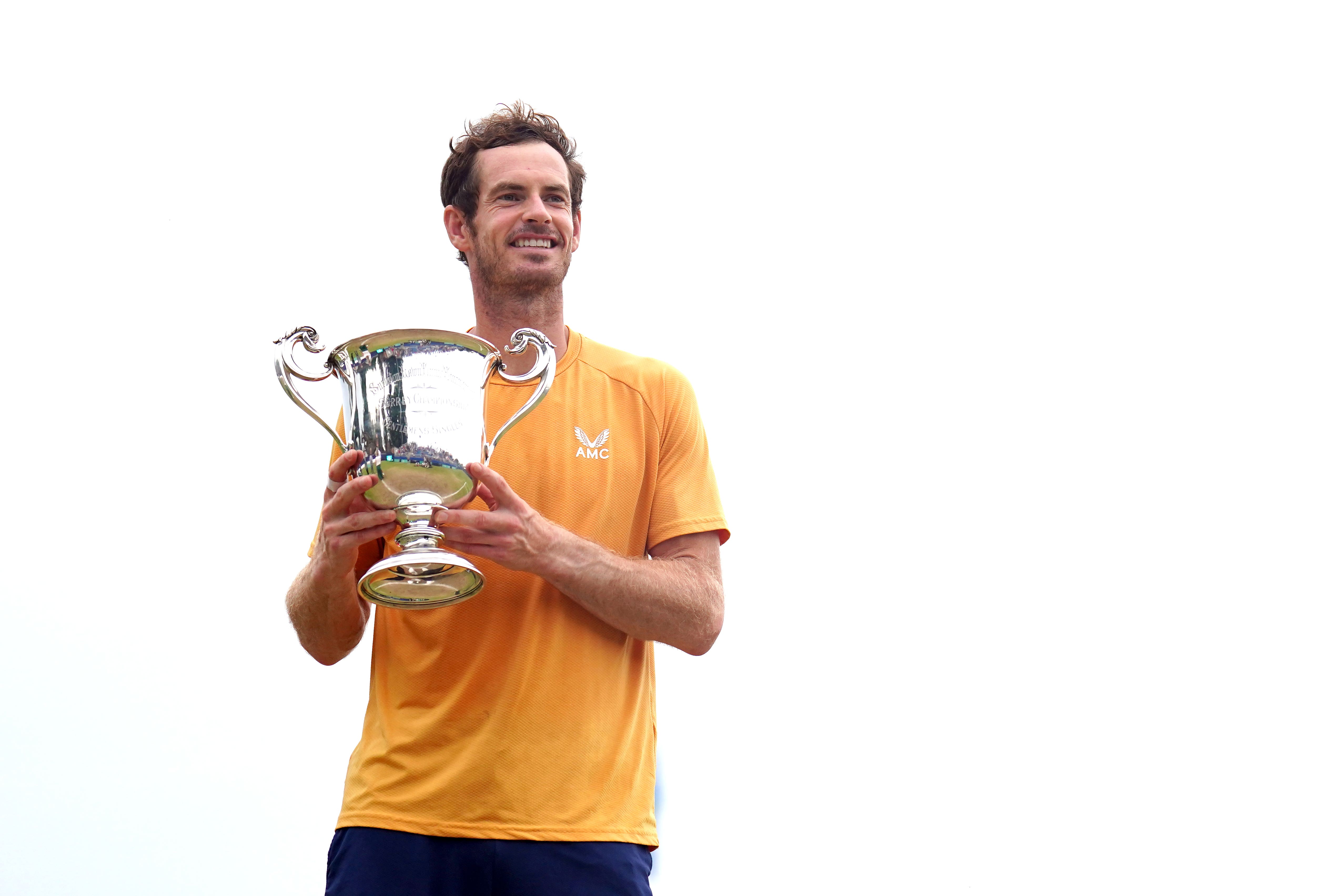 Andy Murray celebrates with the Lexus Surbiton trophy (Zac Goodwin/PA)