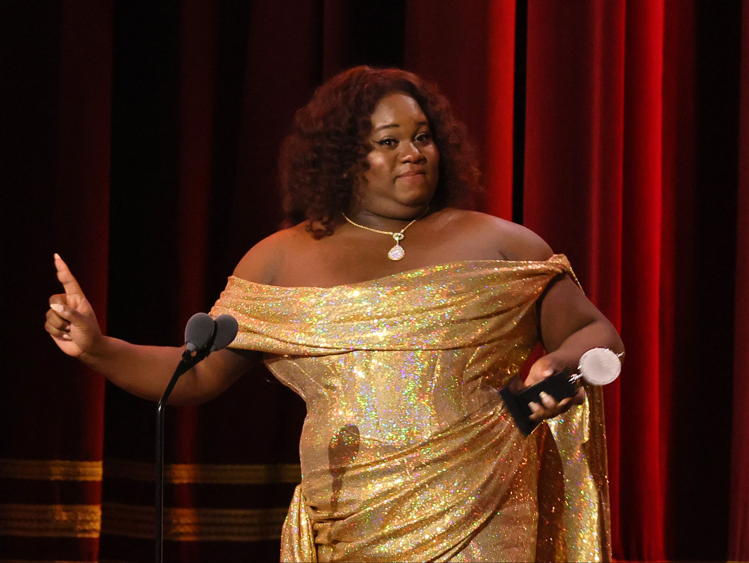 Alex Newell accepts the award for Best Featured Actor in a Musical
