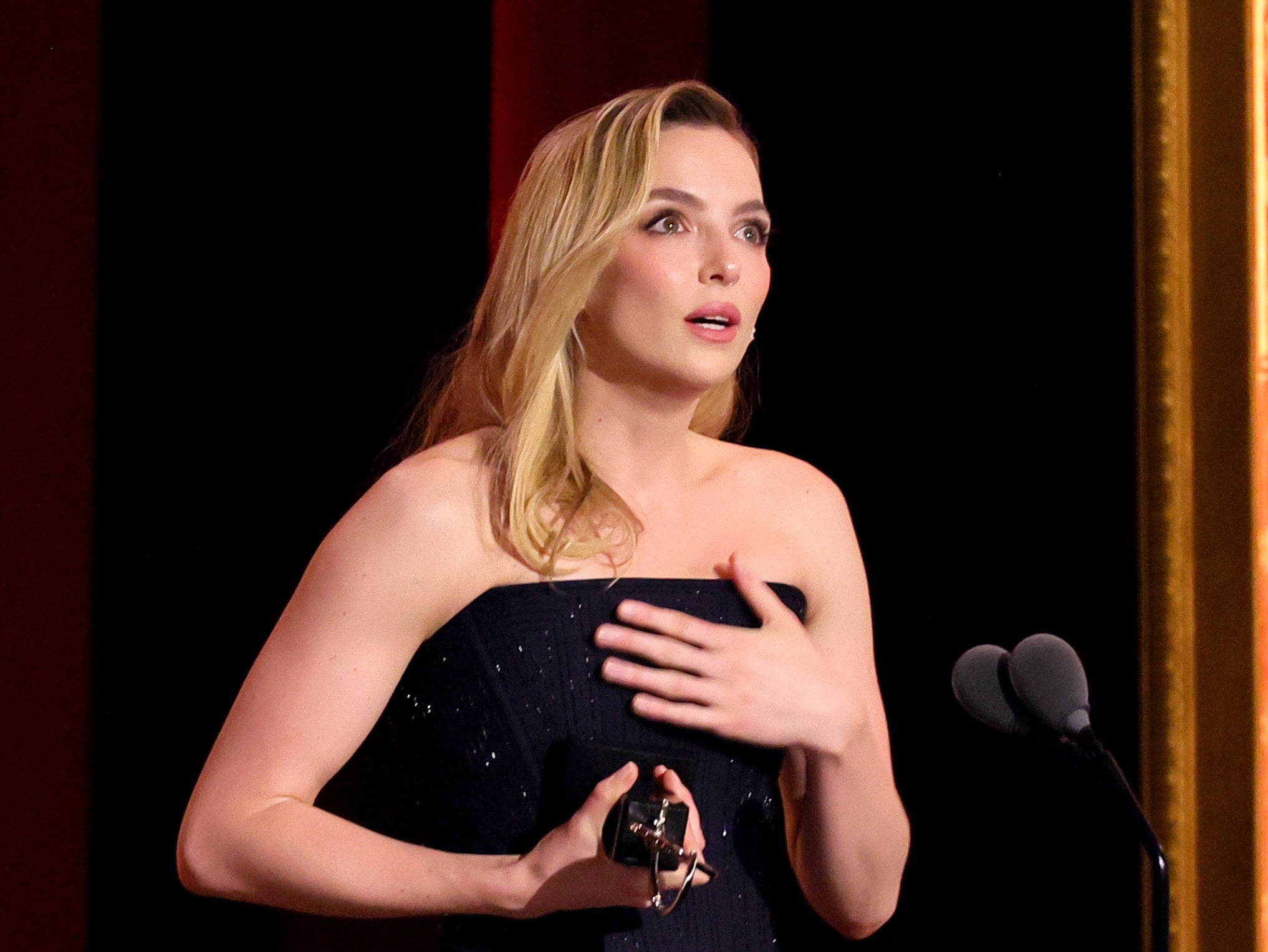 Jodie Comer accepts the award for Best Leading Actress in a Play for ‘Prima Facie’