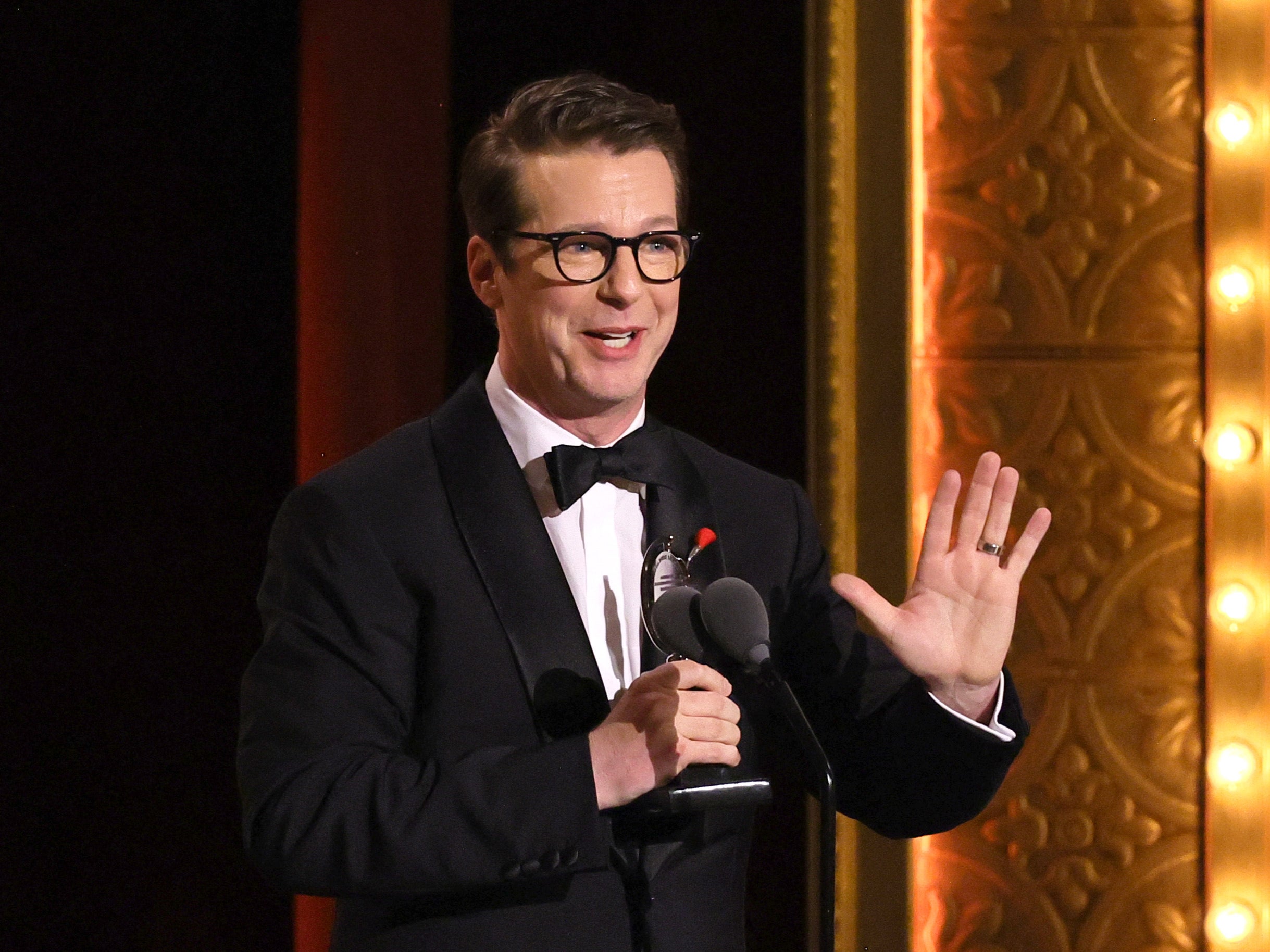 Sean Hayes accepts the award for Best Leading Actor in a Play