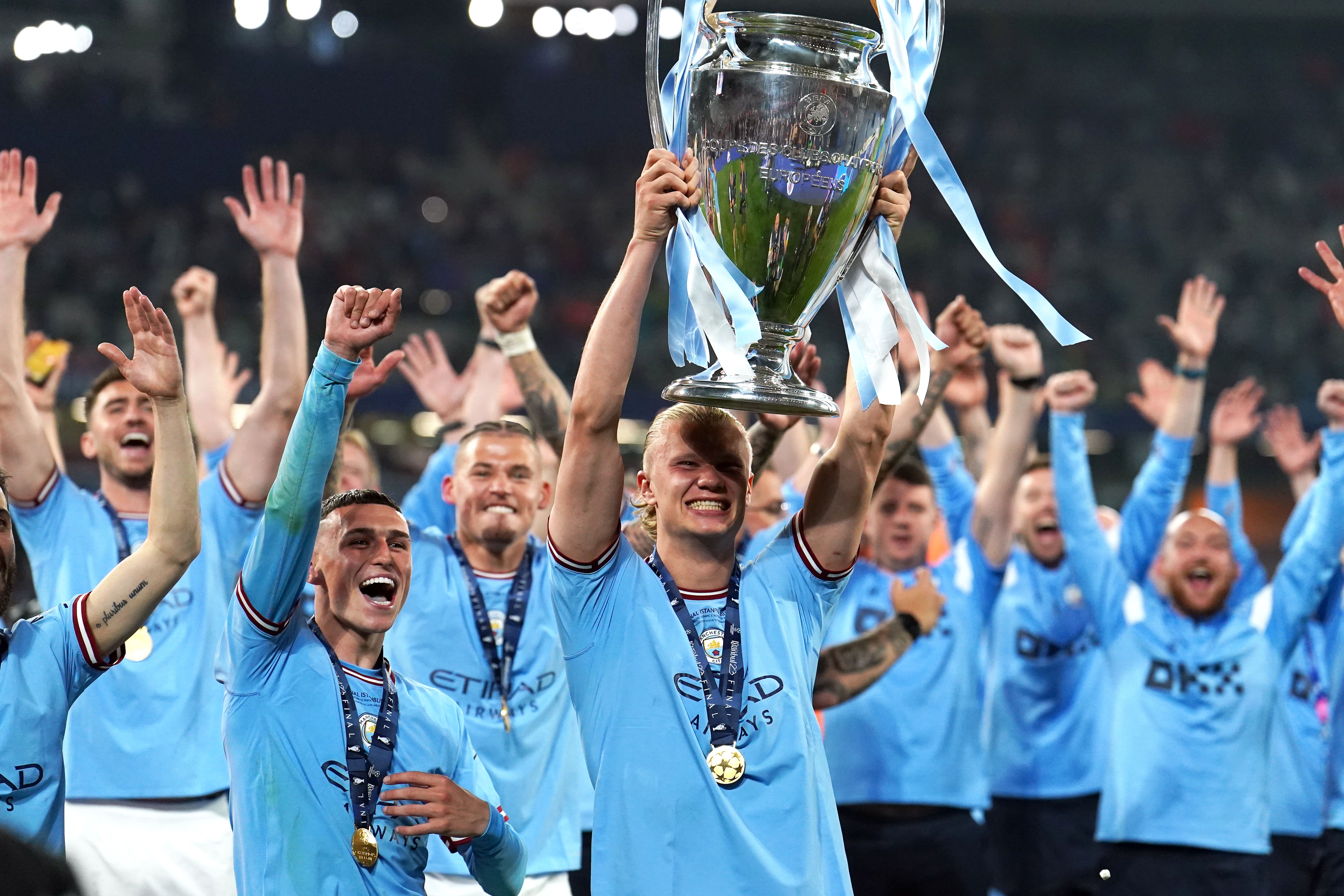 Manchester City clinched the treble on Saturday (Martin Rickett/PA)