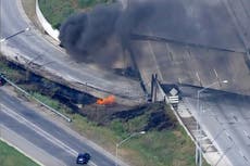 Long commutes start after part of I-95 collapses in Philadelphia following tanker truck fire