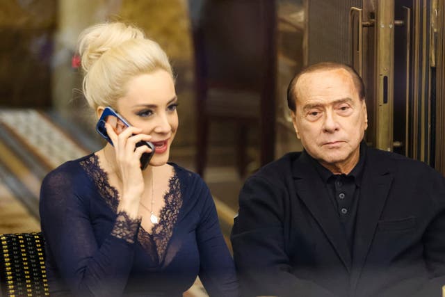 <p>Silvio Berlusconi, right, and his partner Marta Fascina in Milan in February 2022</p>
