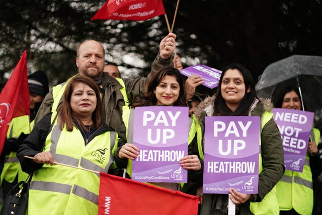 Strikes by security guards at Heathrow are unlikely to cause flight cancellations, the airport’s boss said (Jordan Pettitt/PA)