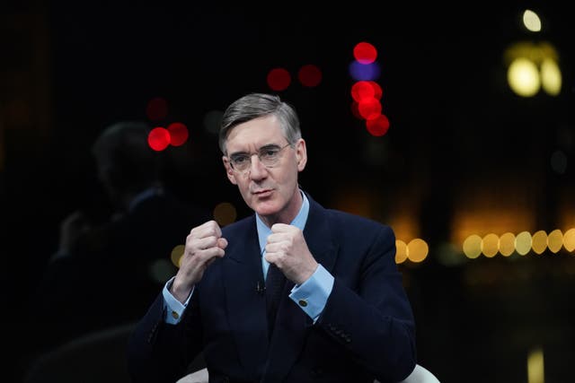 <p>Jacob Rees-Mogg in the studio at GB News</p>