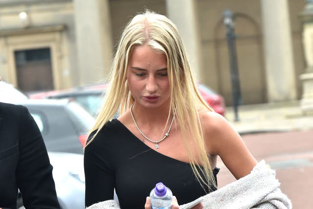<p>Georgia Bilham at Chester Crown Court last week where she was charged with 17 sex offences</p>