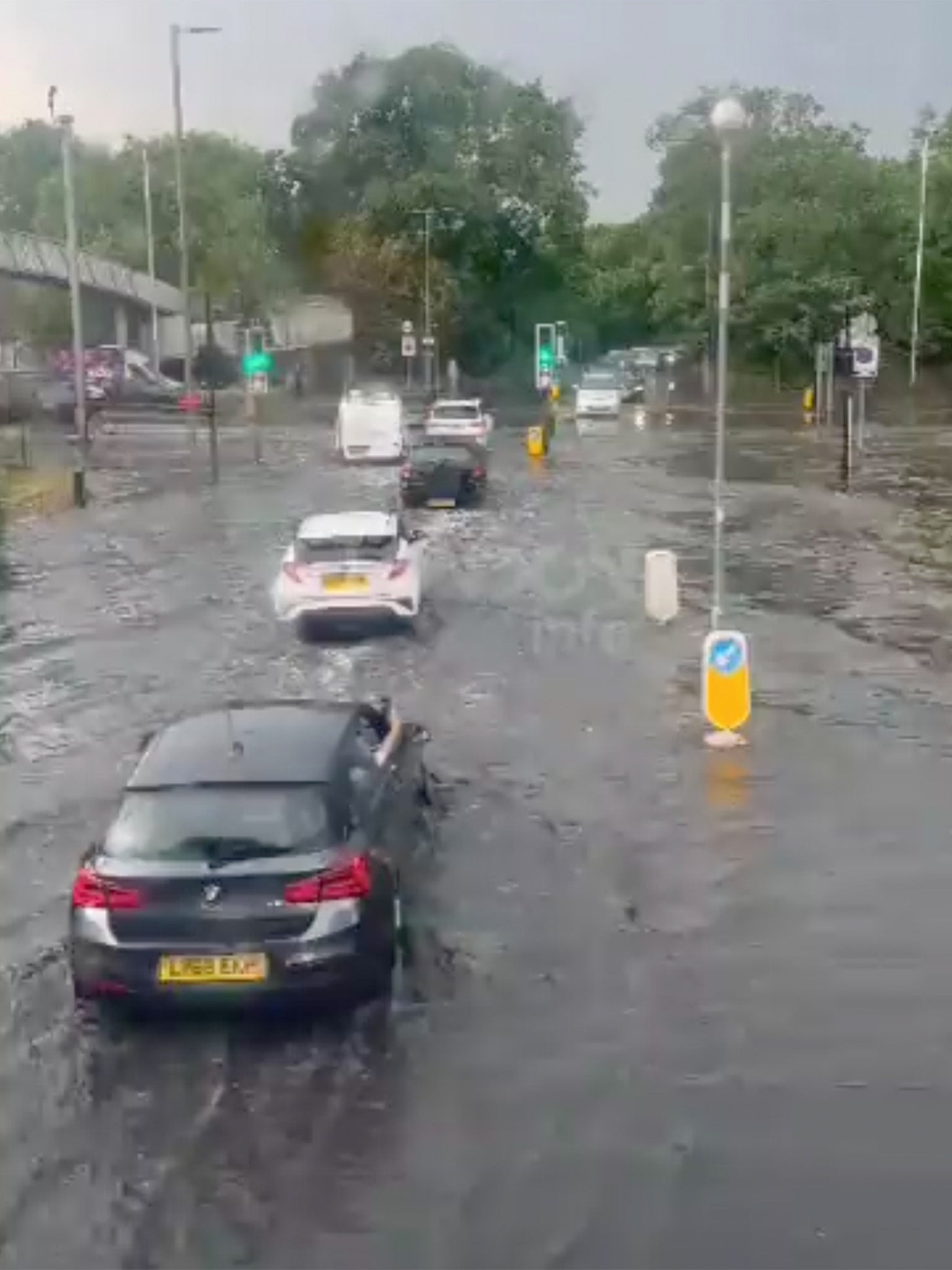 Flooding on road in London on 12 June