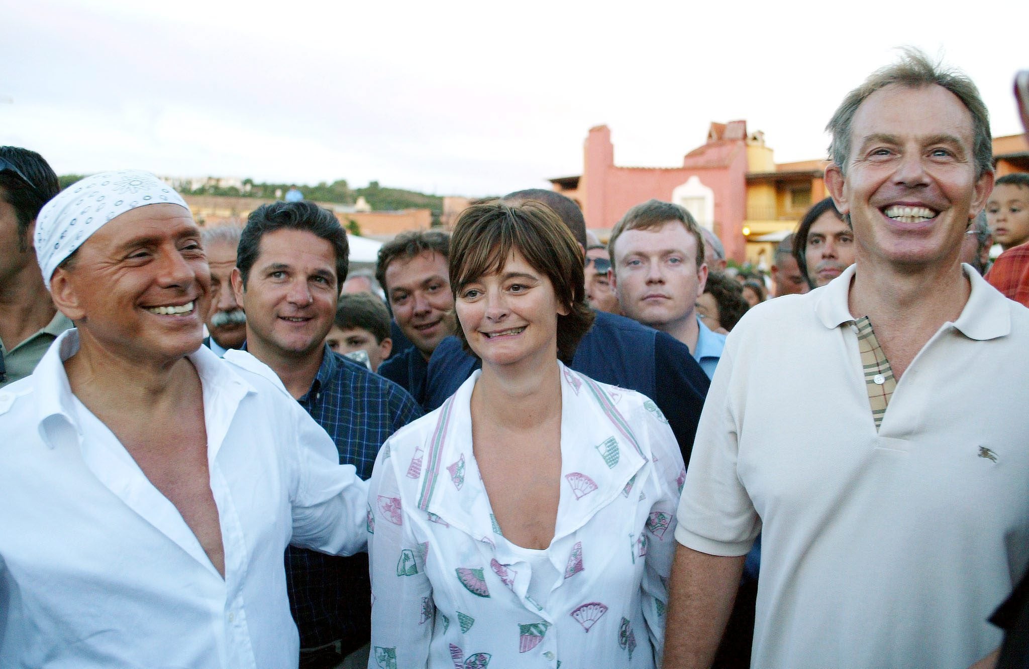 Tony Blair and his wife Cherie during a visit to Silvio Berlusconi’s Certosa Villa in Sardinia in 2004