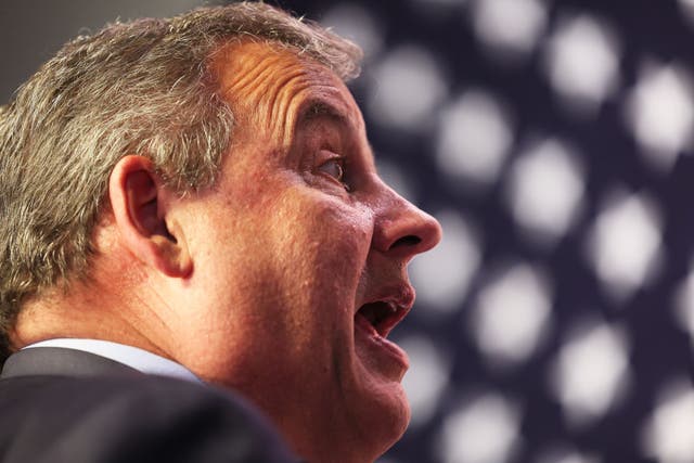 <p>Ex-governor Chris Christie speaks at a town hall event in New Hampshire</p>