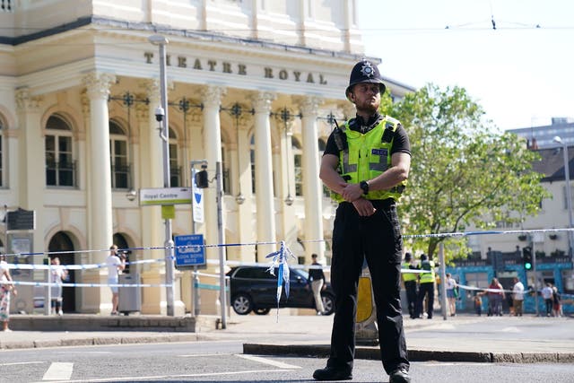 <p>Police officers in Nottingham city centre</p>