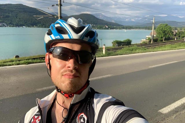 Chris Stennett, 30, who has a muscle-wasting condition, is taking on Ironman Austria to raise funds for Muscular Dystrophy UK. (Chris Stennett/ PA)