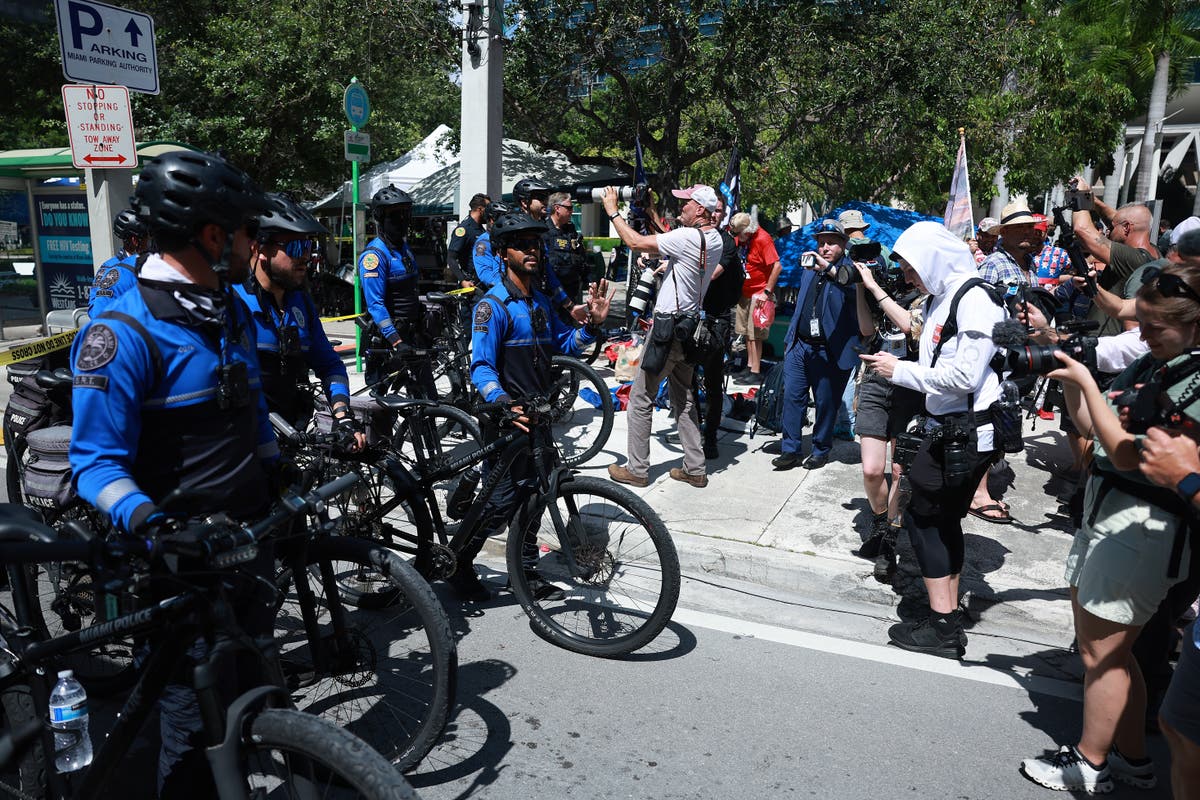 Trump&rsquo;s Maga army fails to materialise outside of Miami federal court for ex-president&rsquo;s arraignment