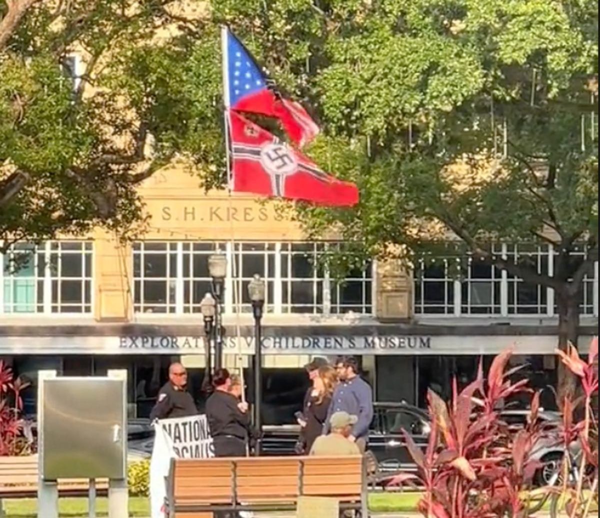 Group with Nazi flags protest outside Florida children’s museum days after similar stunt at Disney World