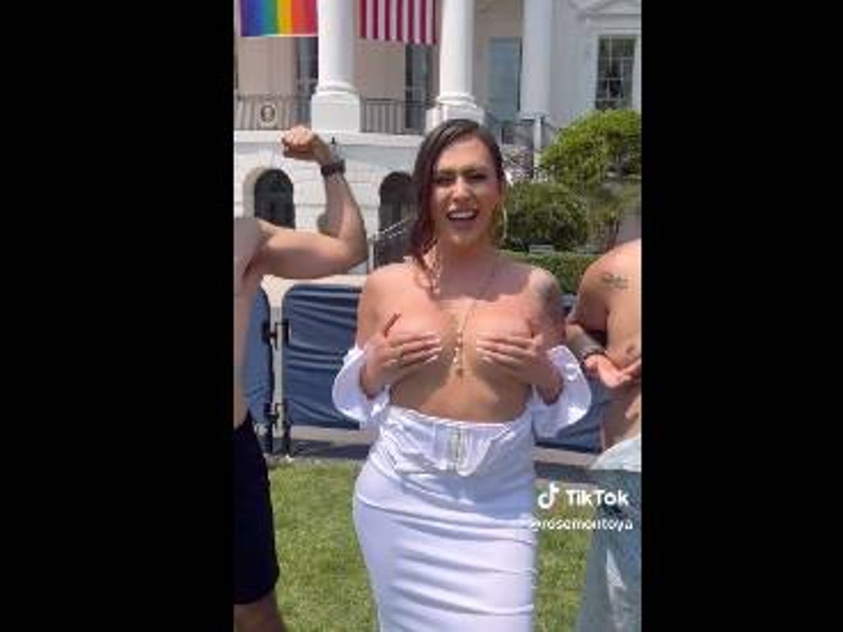 White House hits out at influencer who posed topless at Biden’s Pride event