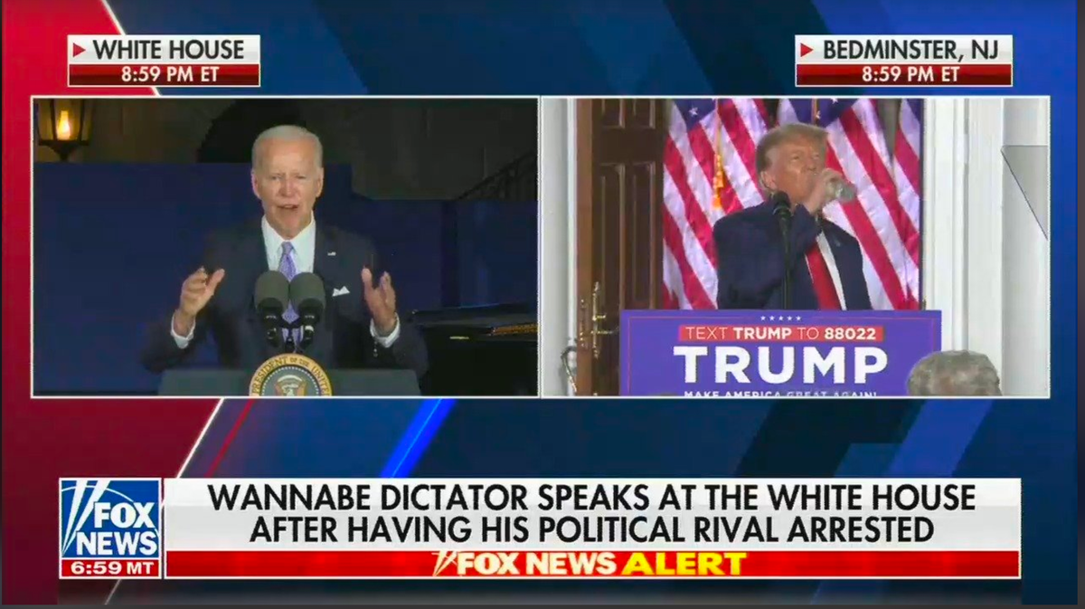 Fox News under fire for sycophantic Trump chyron calling Biden a ‘wannabe dictator’