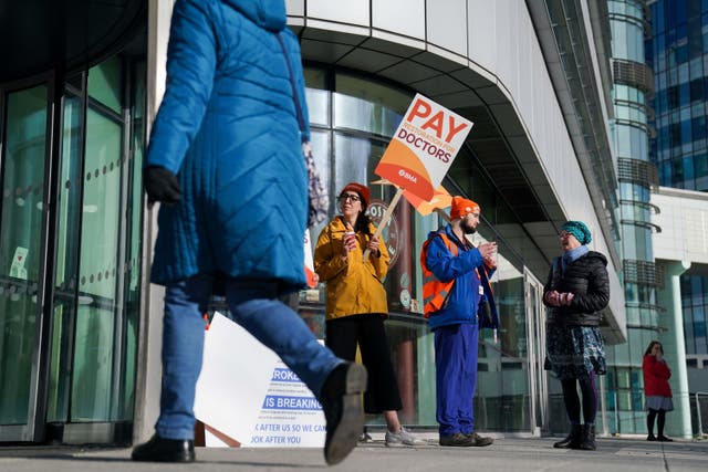 Thousands of junior doctors have gone on strike across England as the dispute with the Government over pay continues (Jacob King/PA)