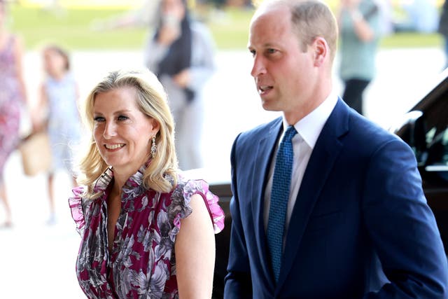 <p>Sophie, Duchess of Edinburgh and Prince William, Prince of Wales attend a private screening of "Rhino Man", hosted by United For Wildlife at Battersea Power station on June 13, 2023</p>