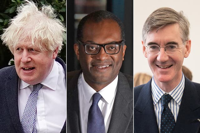 <p>Boris Johnson, Kwasi Kwarteng and Jacob Rees-Mogg </p>