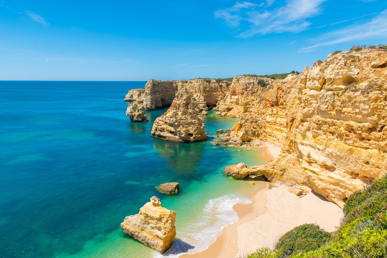 Praia de Marinha is one potential Algarve beach destination for the end of your trip