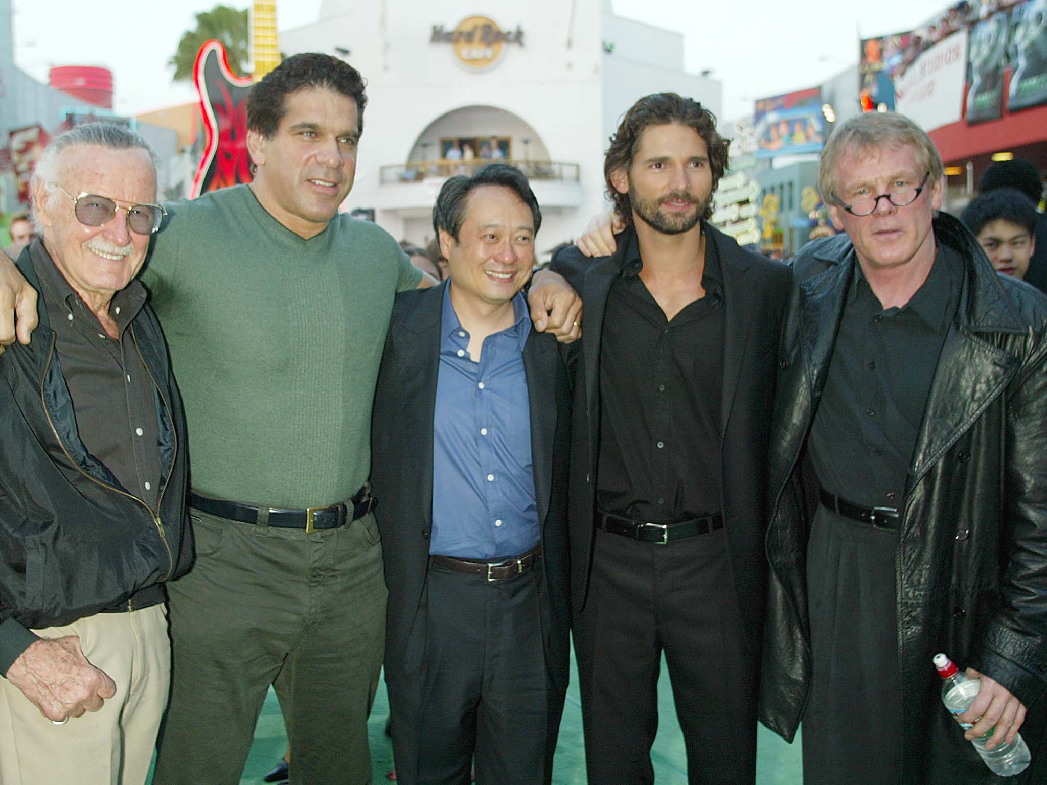 Stan Lee, Lou Ferrigno, Ang Lee, Eric Bana and Nick Nolte at the ‘Hulk’ world premiere in June 2003