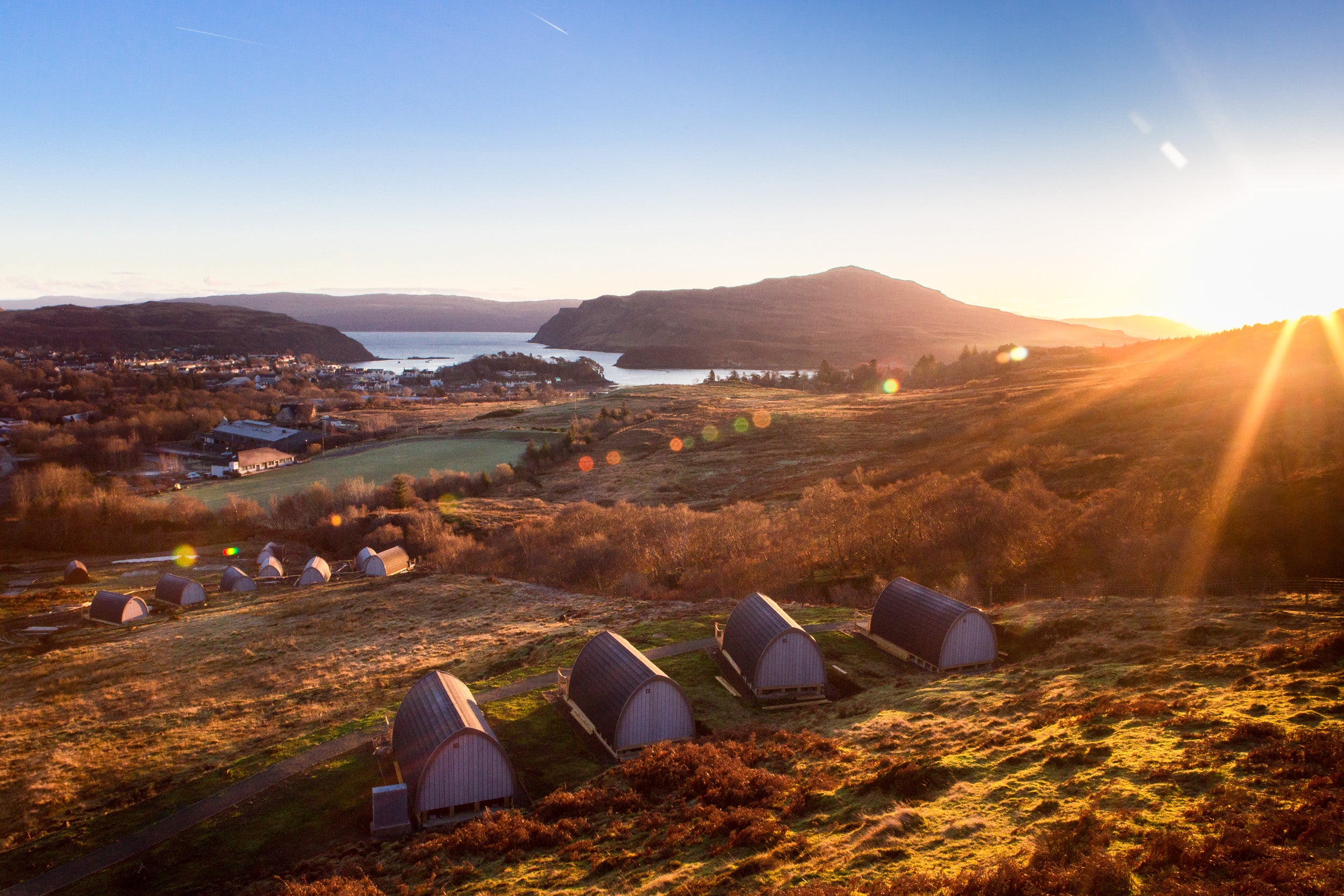 The Bracken Hide cabins benefit from stellar views of Loch Portree