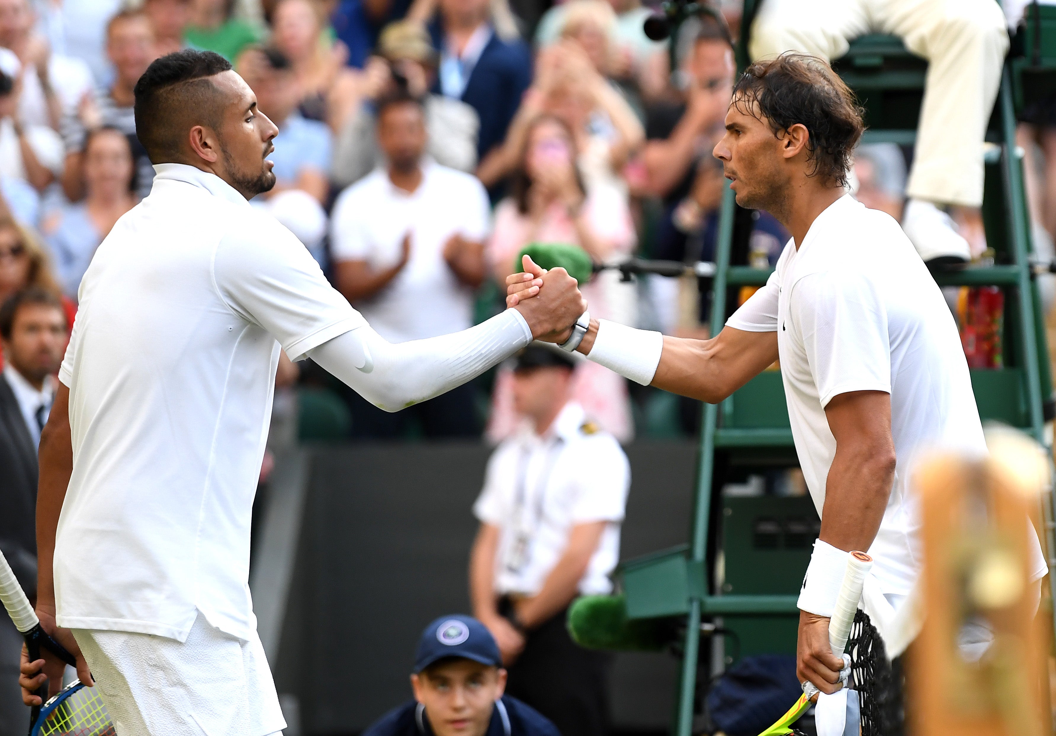 Kyrgios wore a white sleeve during that match with Nadal to cover up evidence of self-harm