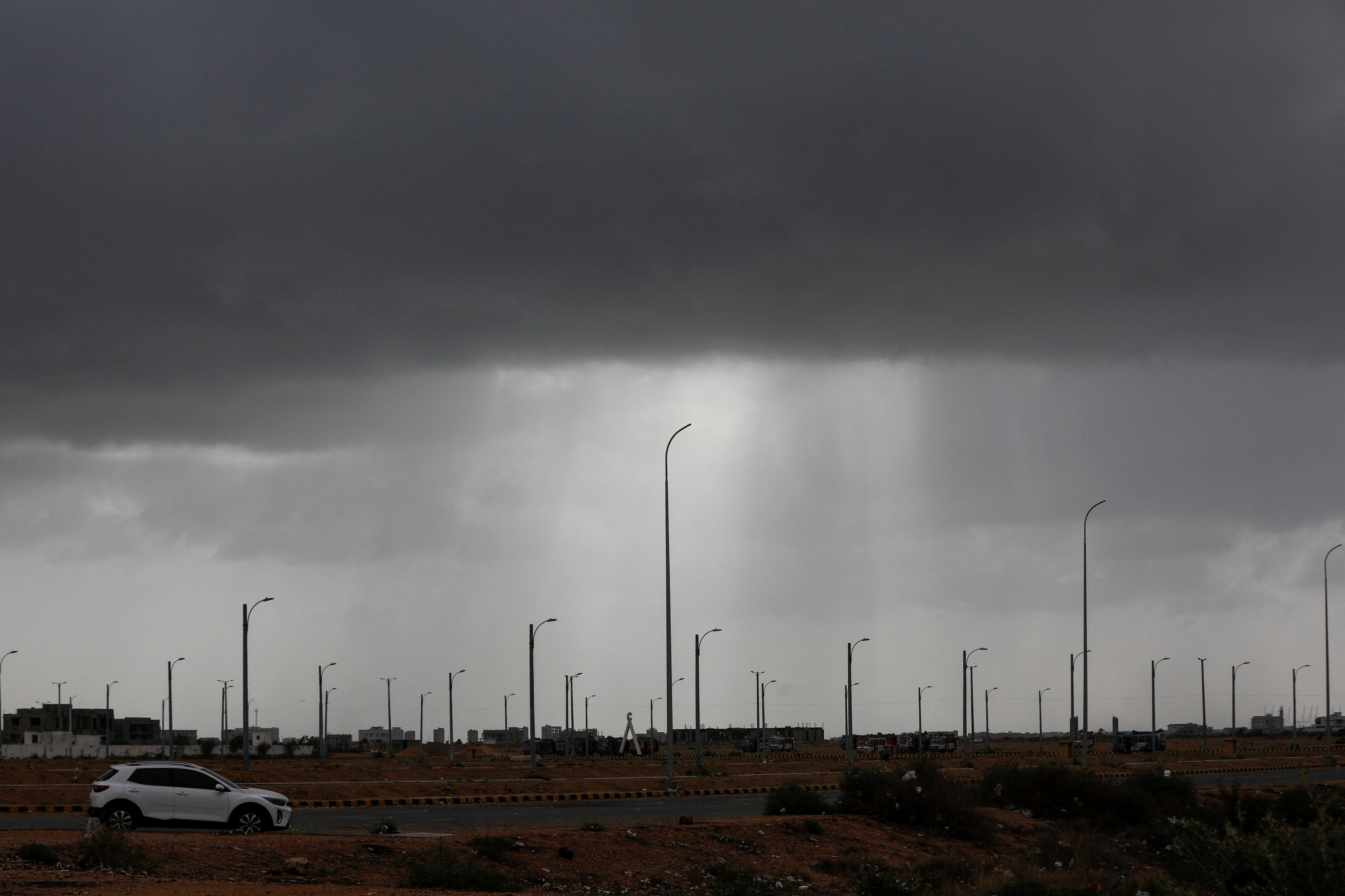 A view of rain clouds before the arrival of cyclonic storm Biparjoy, in Karachi, Pakistan