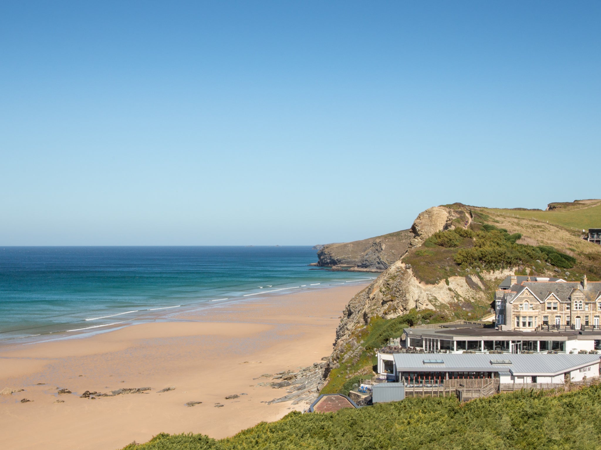 <p>Watergate Bay Hotel has a prime position above one of Cornwall’s best surfing beaches </p>