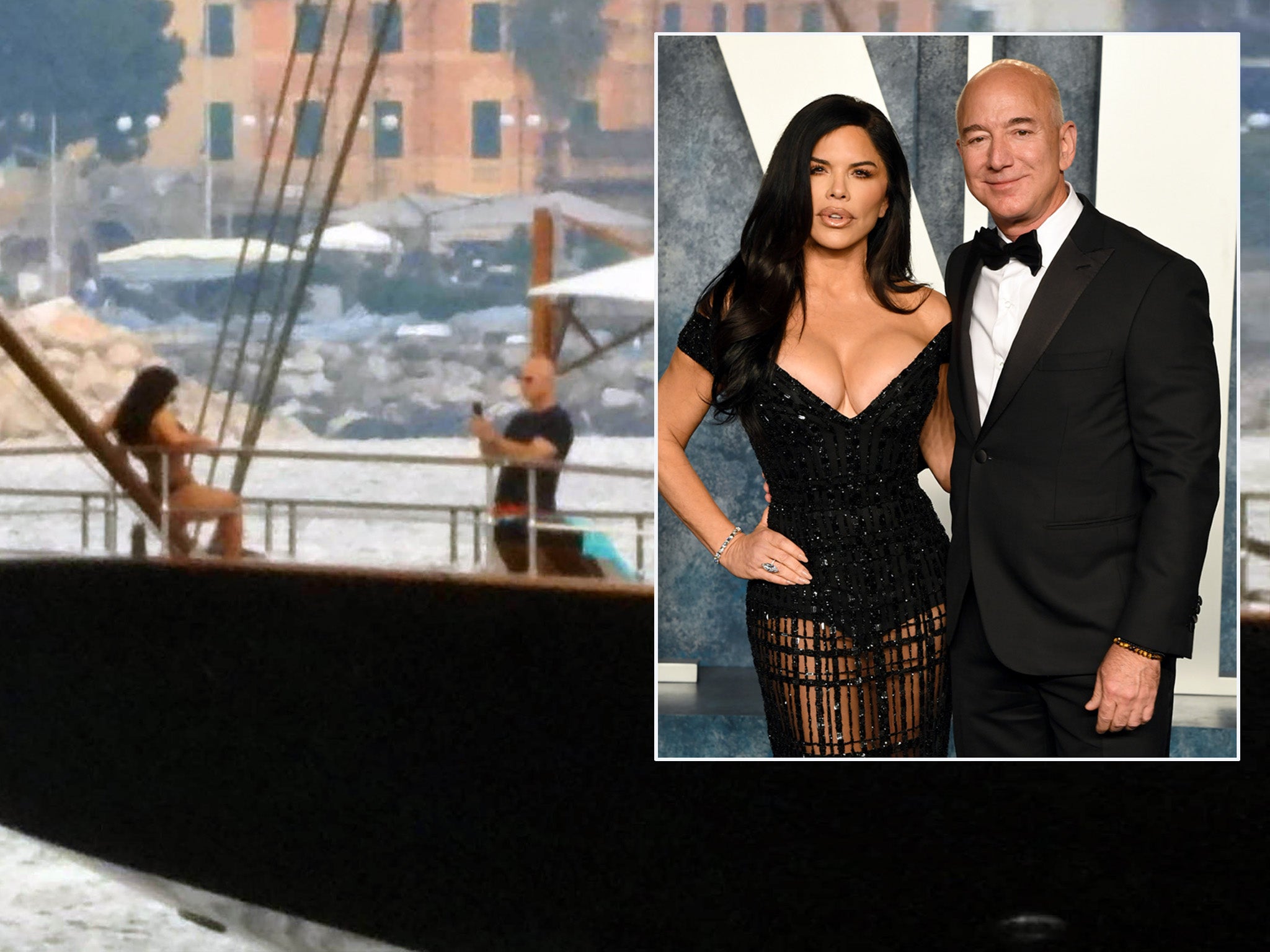 Lauren Sánchez and Jeff Bezos are seen on Jeff Bezos’ yacht in June 12